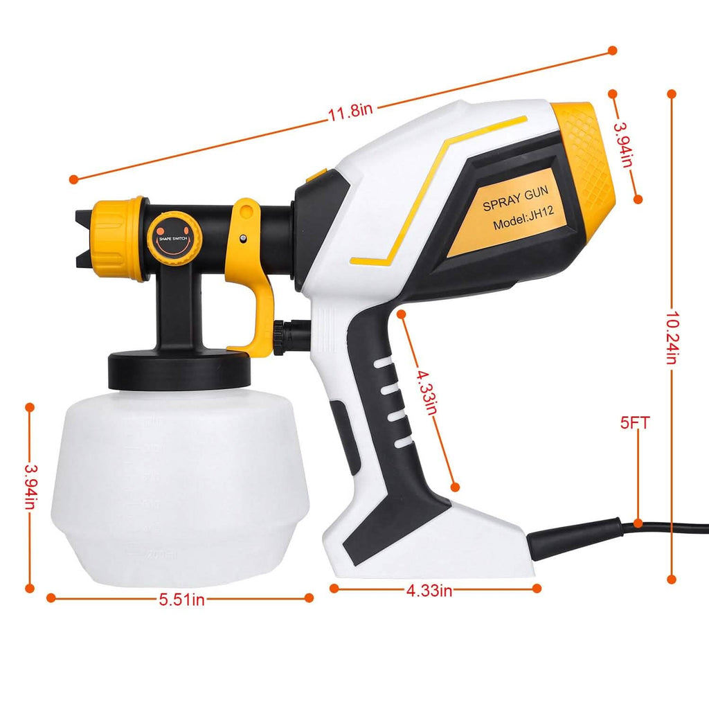 Electric Paint Sprayer HVLP with Different Spray Patterns 1200ML Detachable Container