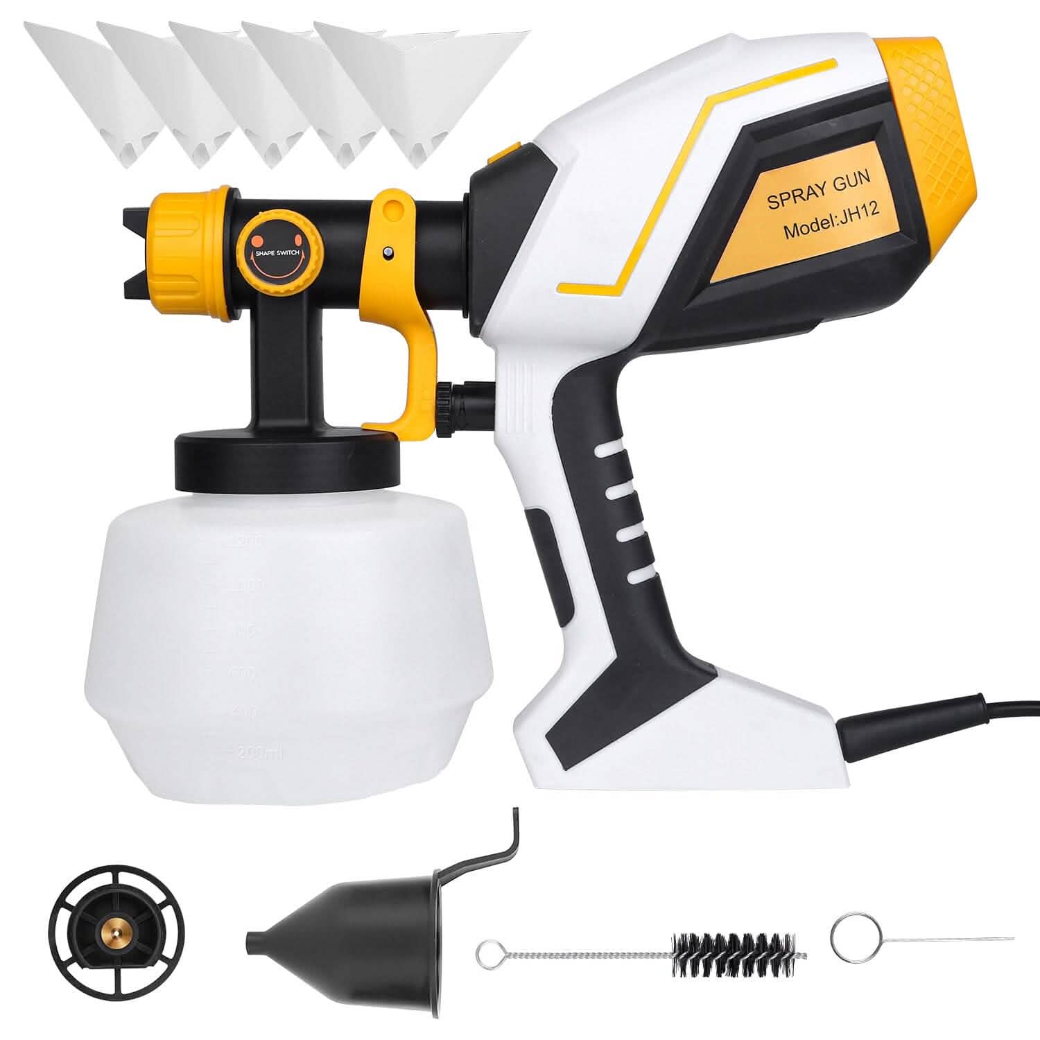 Electric Paint Sprayer HVLP with Different Spray Patterns 1200ML Detachable Container