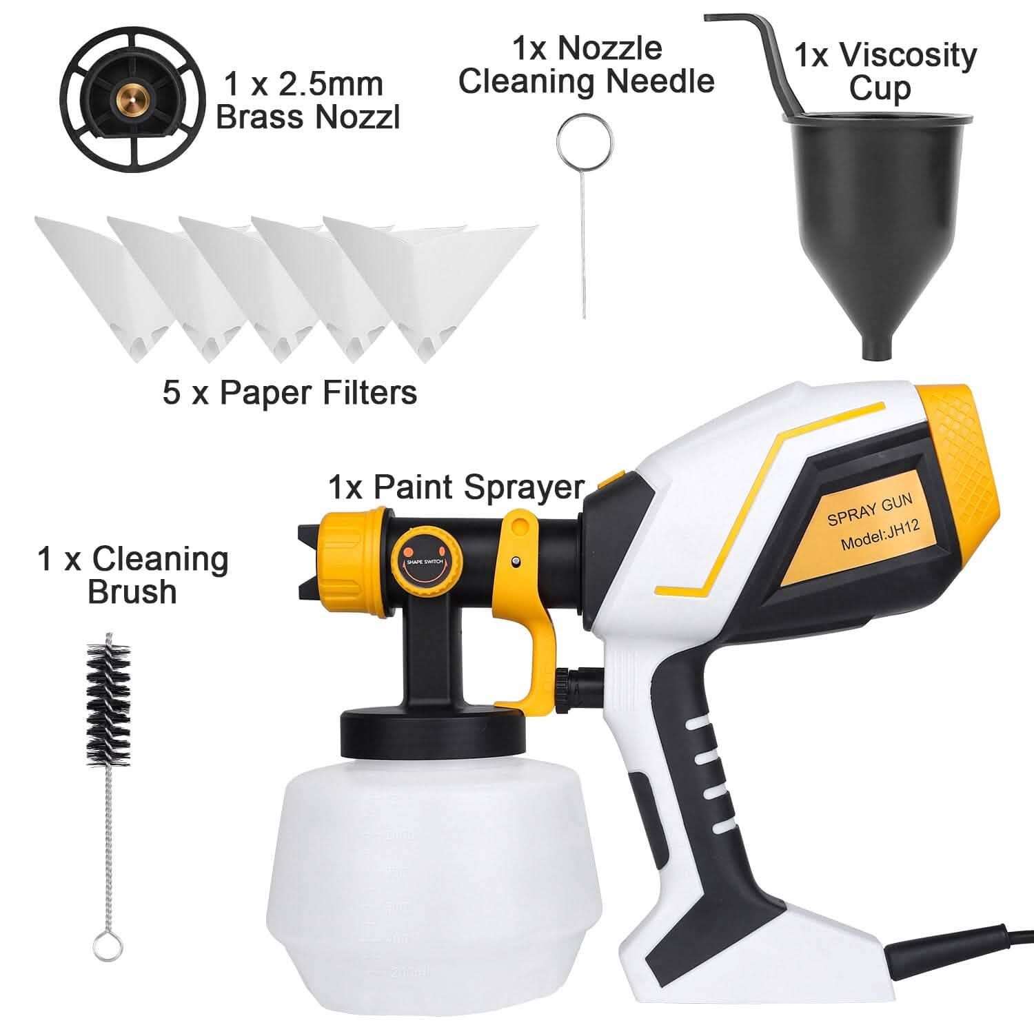 Electric Paint Sprayer HVLP with Different Spray Patterns 1200ML Detachable Container
