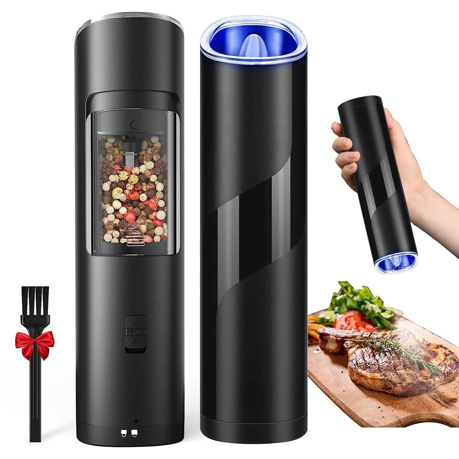 Electric Salt and Pepper Grinder LED Indicator Adjustable Coarseness