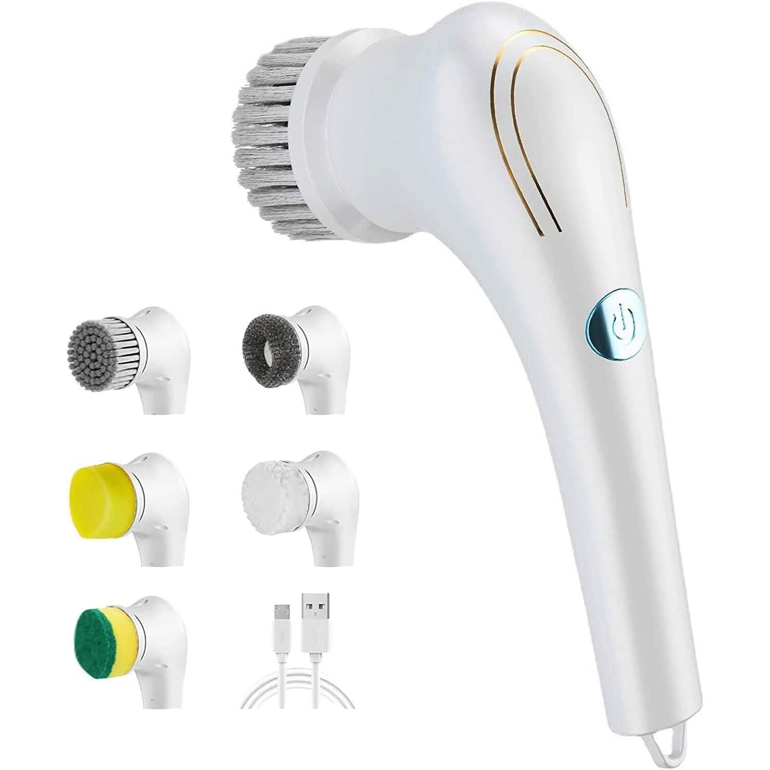 Brosse de nettoyage électrique sans fil avec 5 têtes de brosse interchangeables