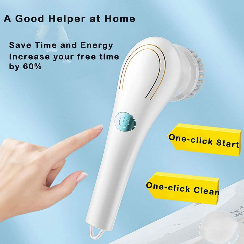 Brosse de nettoyage électrique sans fil avec 5 têtes de brosse interchangeables