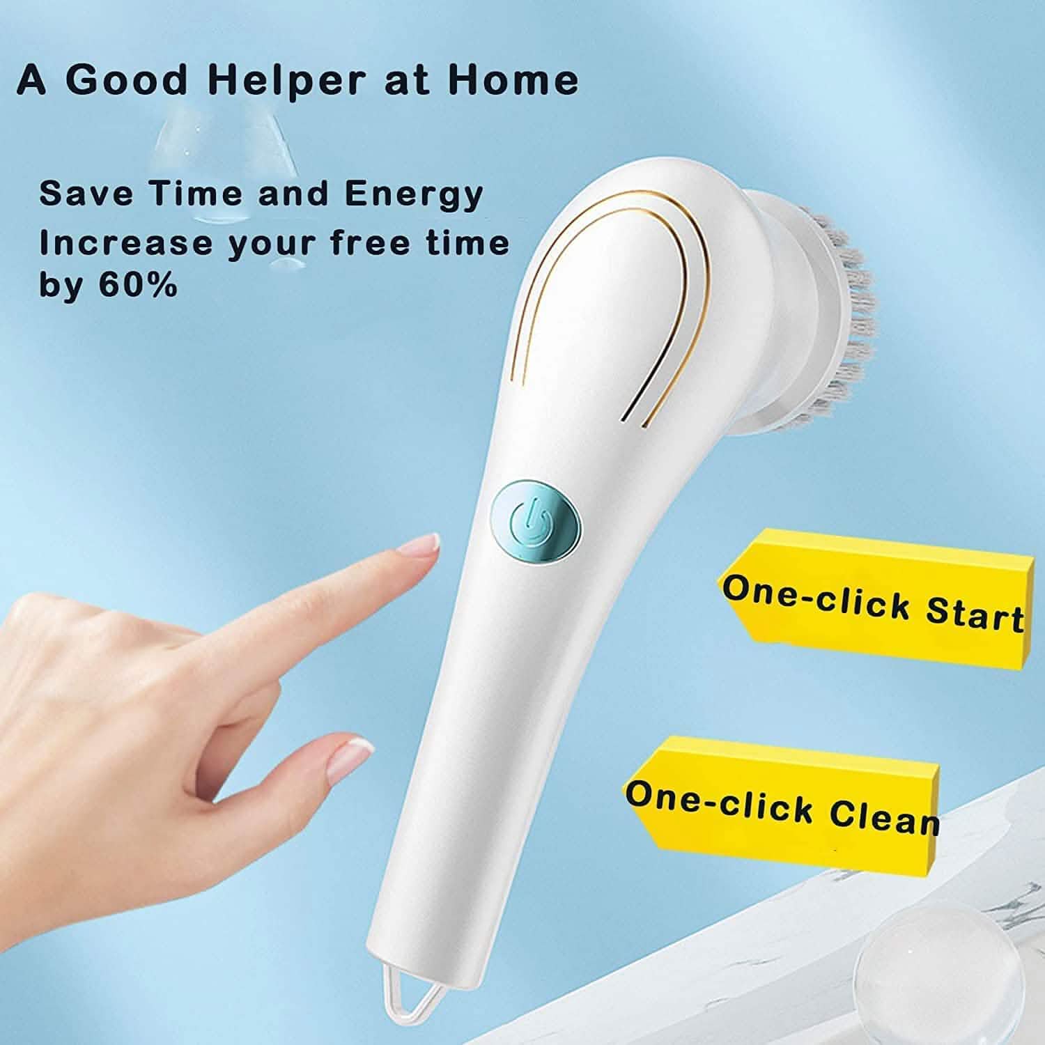Brosse de nettoyage électrique sans fil avec 5 têtes de brosse interchangeables