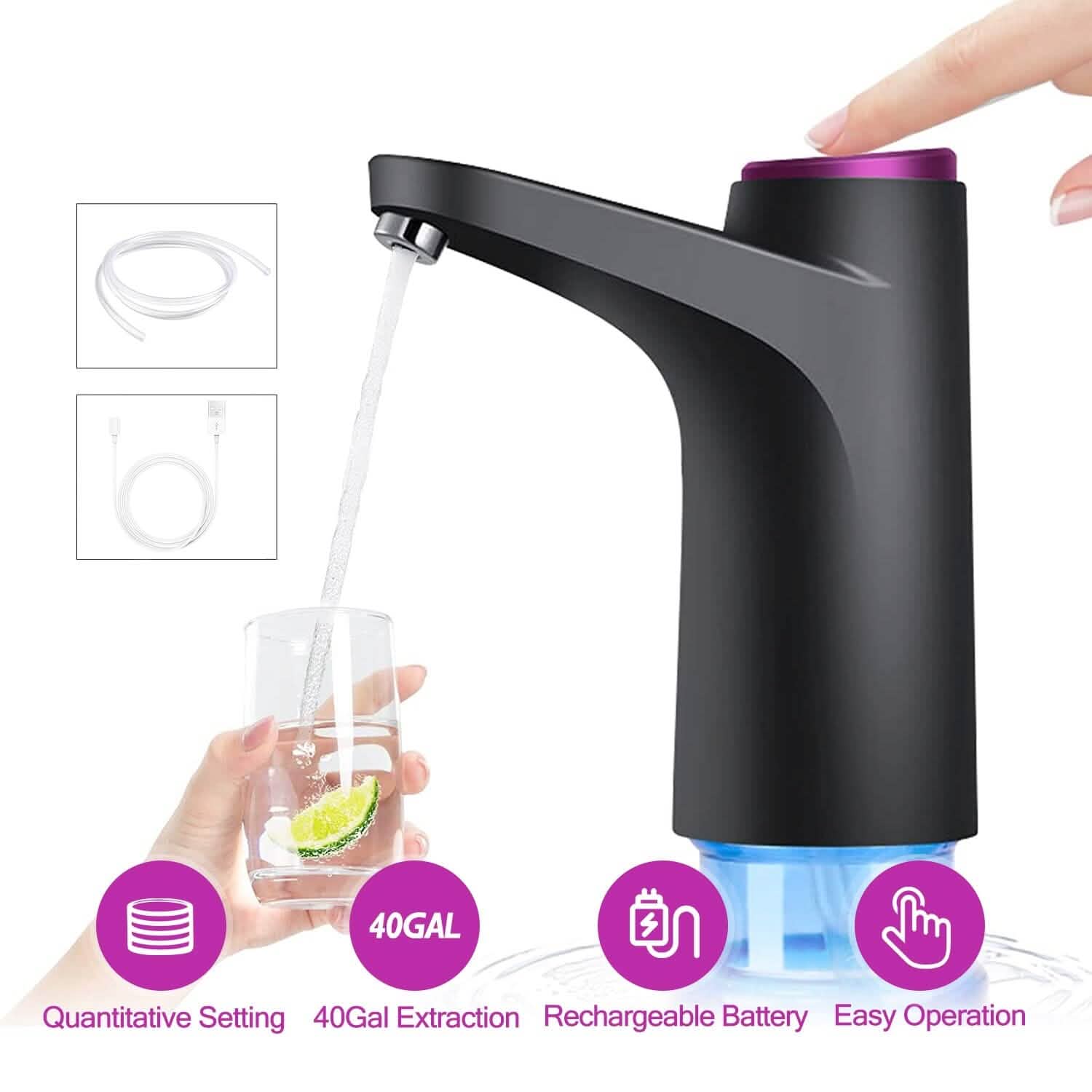 Distributeur d'eau électrique 40 gallons rechargeable par USB