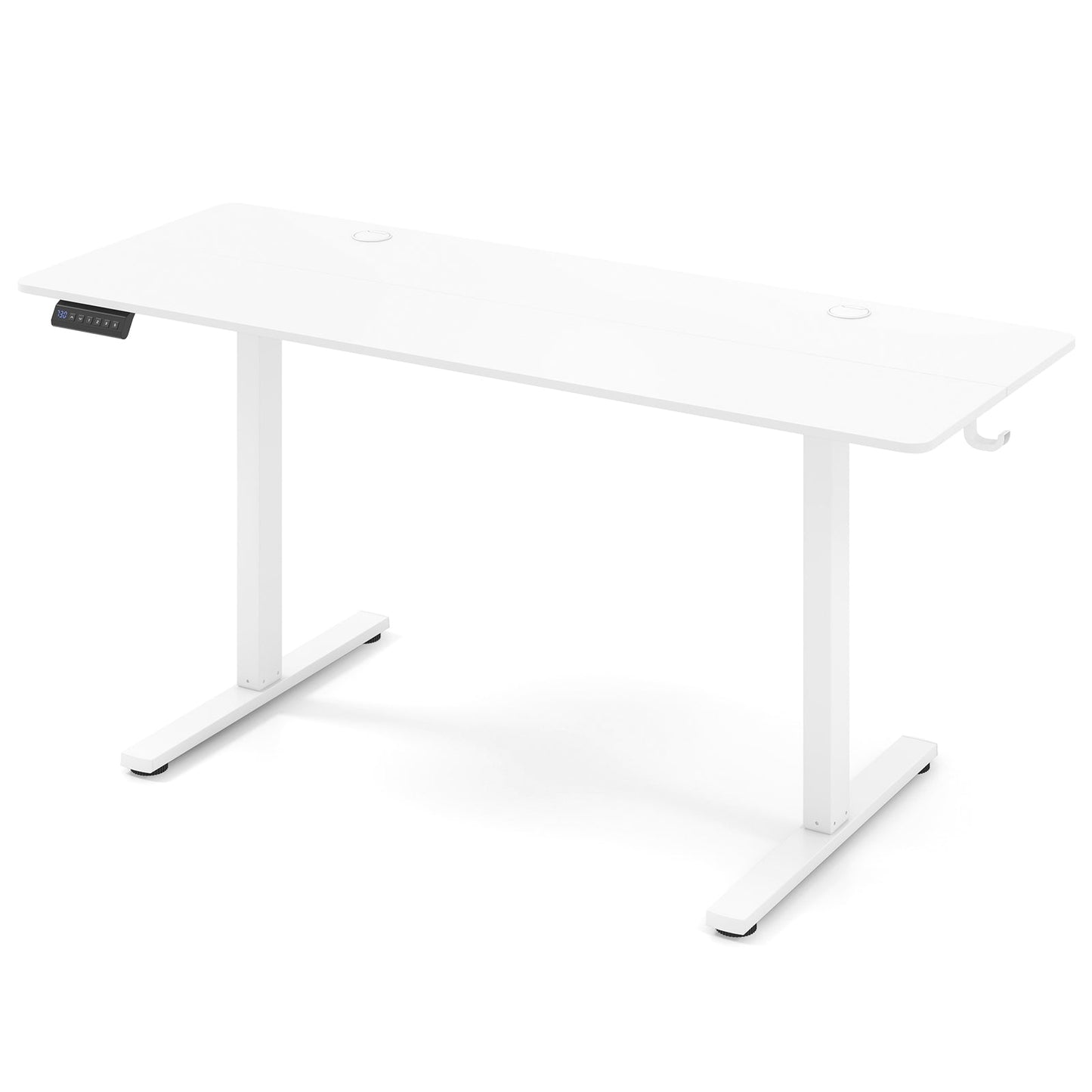 Electric Standing Desk with 3 Memory Heights and 2 Hanging Hooks and Cable Holes