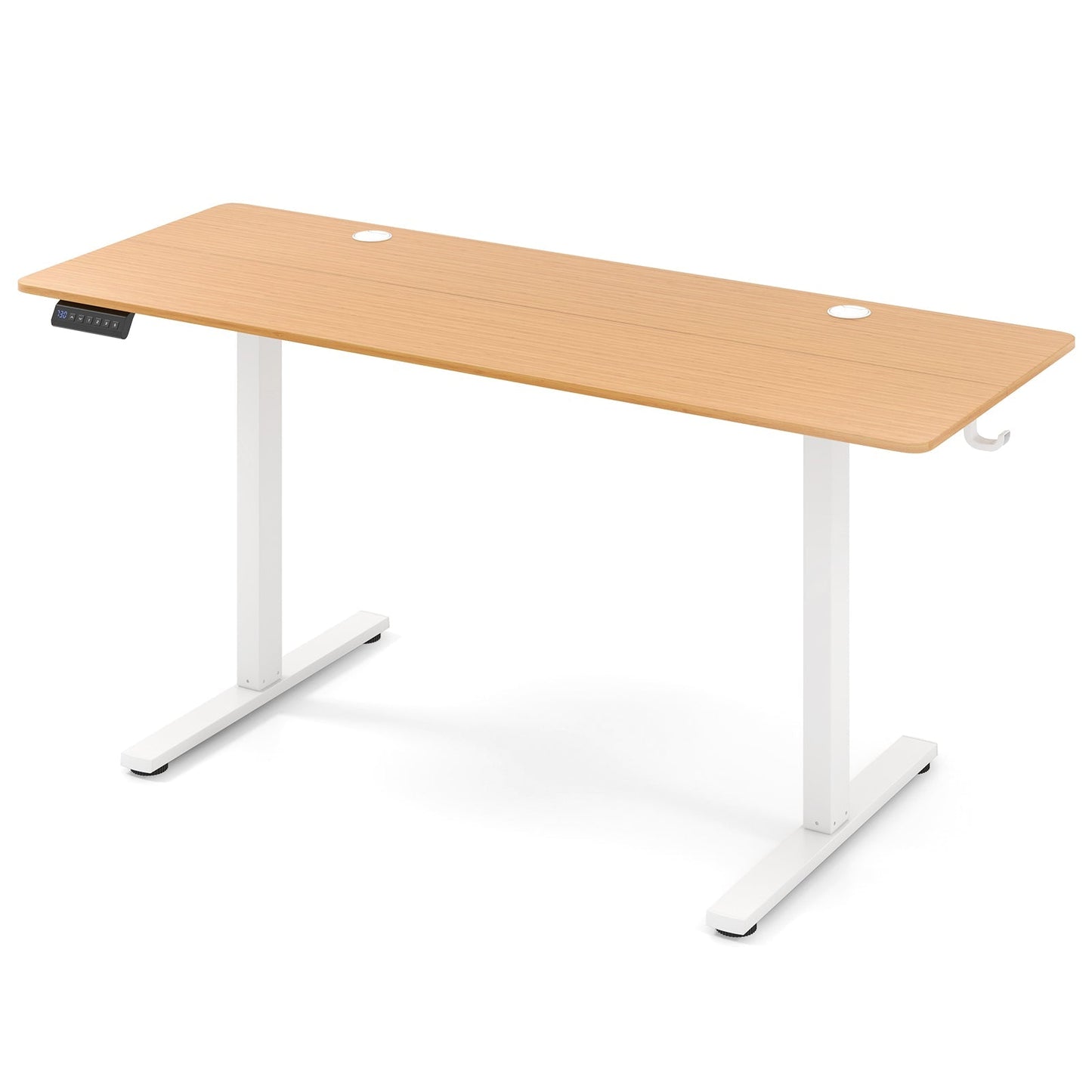 Electric Standing Desk with 3 Memory Heights and 2 Hanging Hooks and Cable Holes