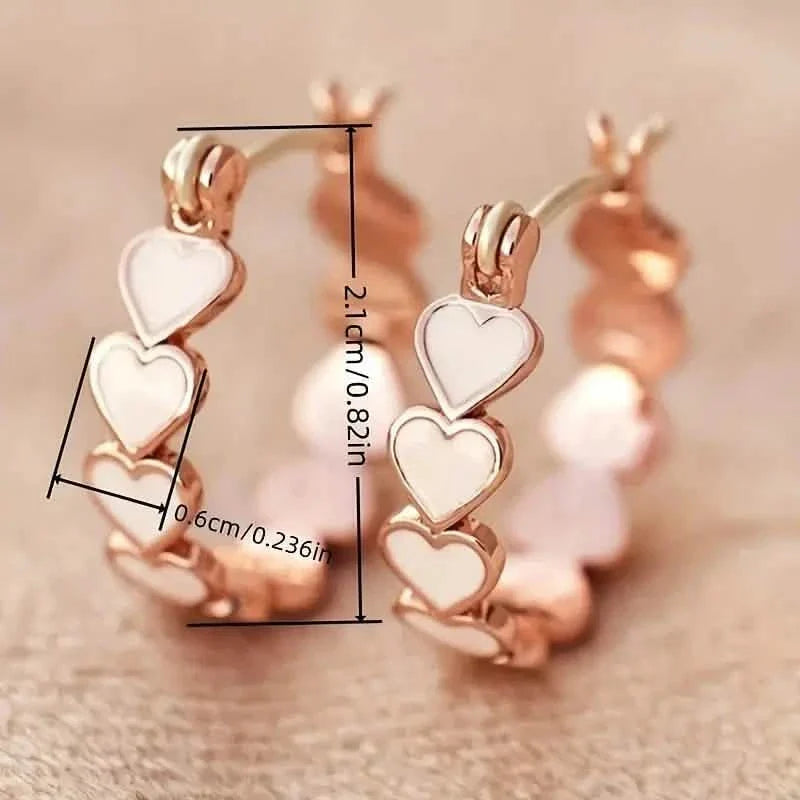 Elegant Boho-Chic Heart Hoop Earrings for Women - Nickel-Free Copper, Perfect for Daily Wear & Parties