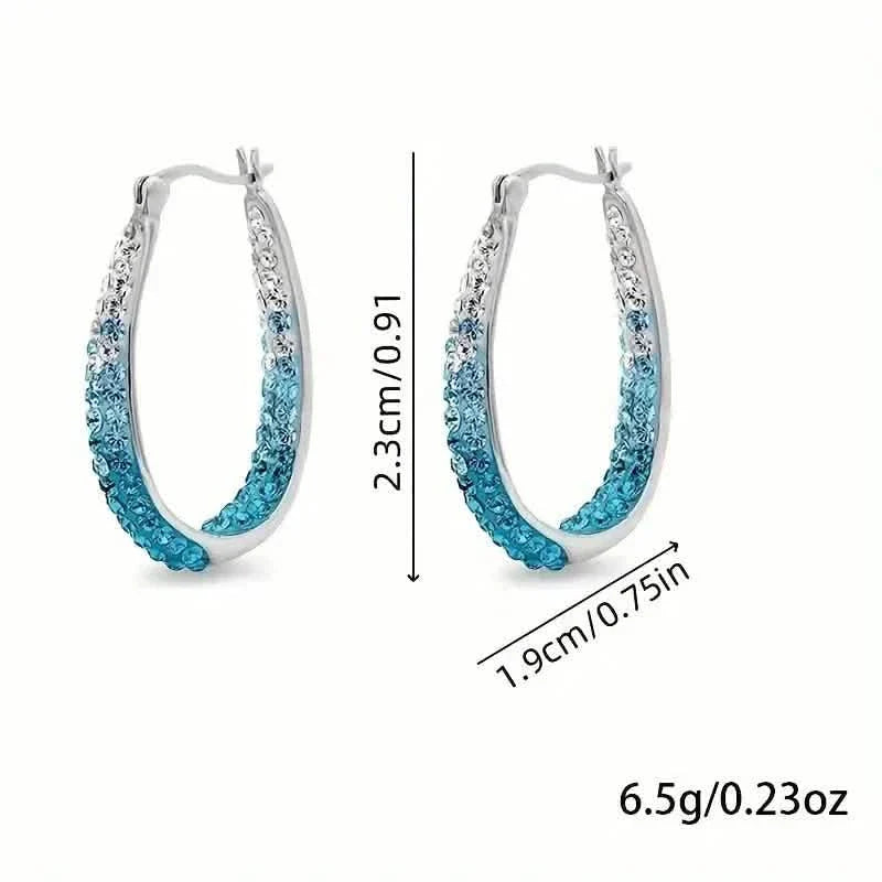 Elegant Dual Tone Gradient Glitter Hoop Earrings
