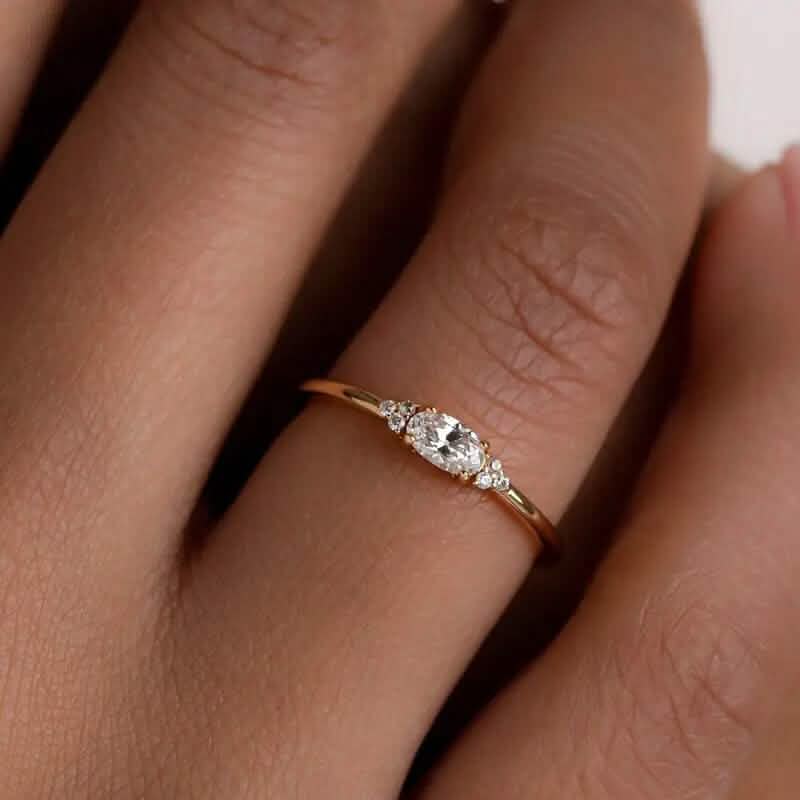 Elegant Gold-Plated Ring with Sparkling Zirconia