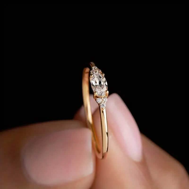 Elegant Gold-Plated Ring with Sparkling Zirconia