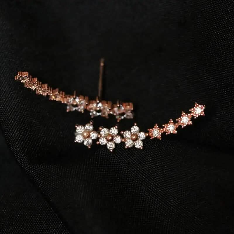 Boucles d'oreilles élégantes étoile fleur grimpante avec strass