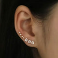 Boucles d'oreilles élégantes étoile fleur grimpante avec strass