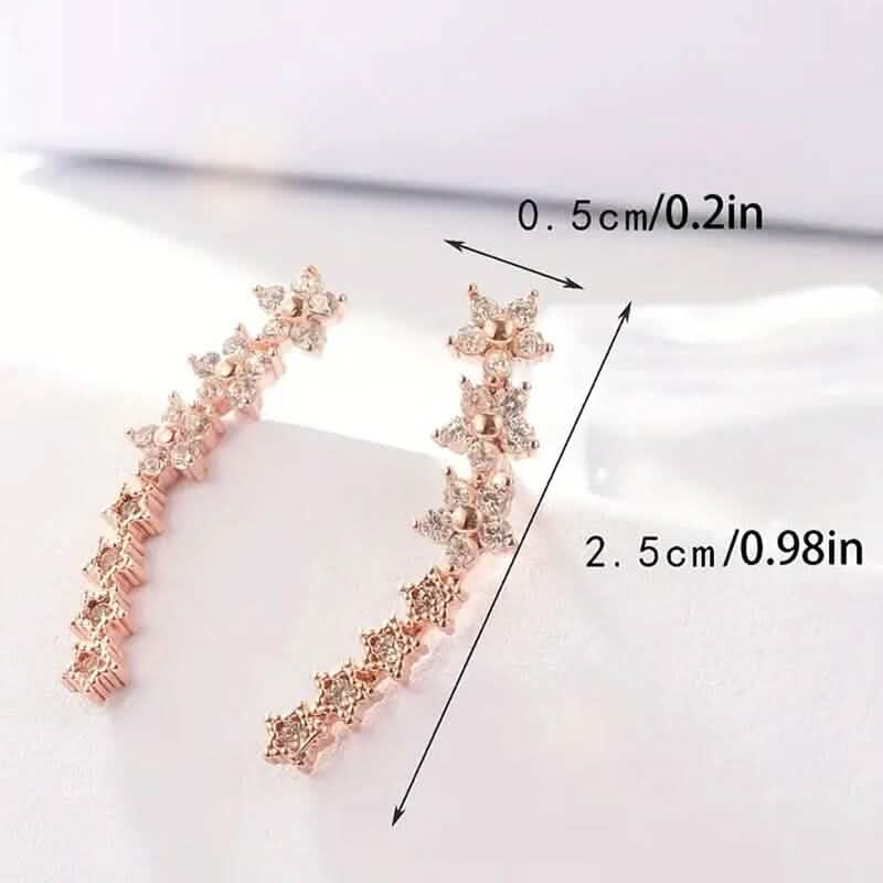 Boucles d'oreilles élégantes étoile fleur grimpante avec strass