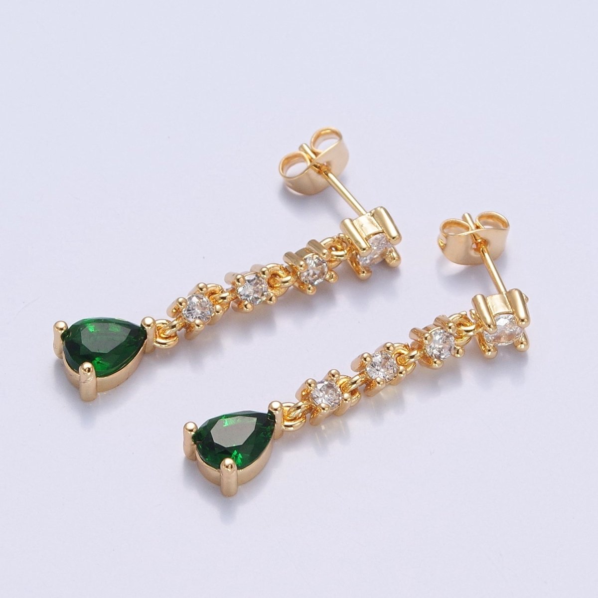 Emerald Green Long Drop Dangle Elegant Wedding Bridal Chandelier Teardrop Earrings For Women T-520