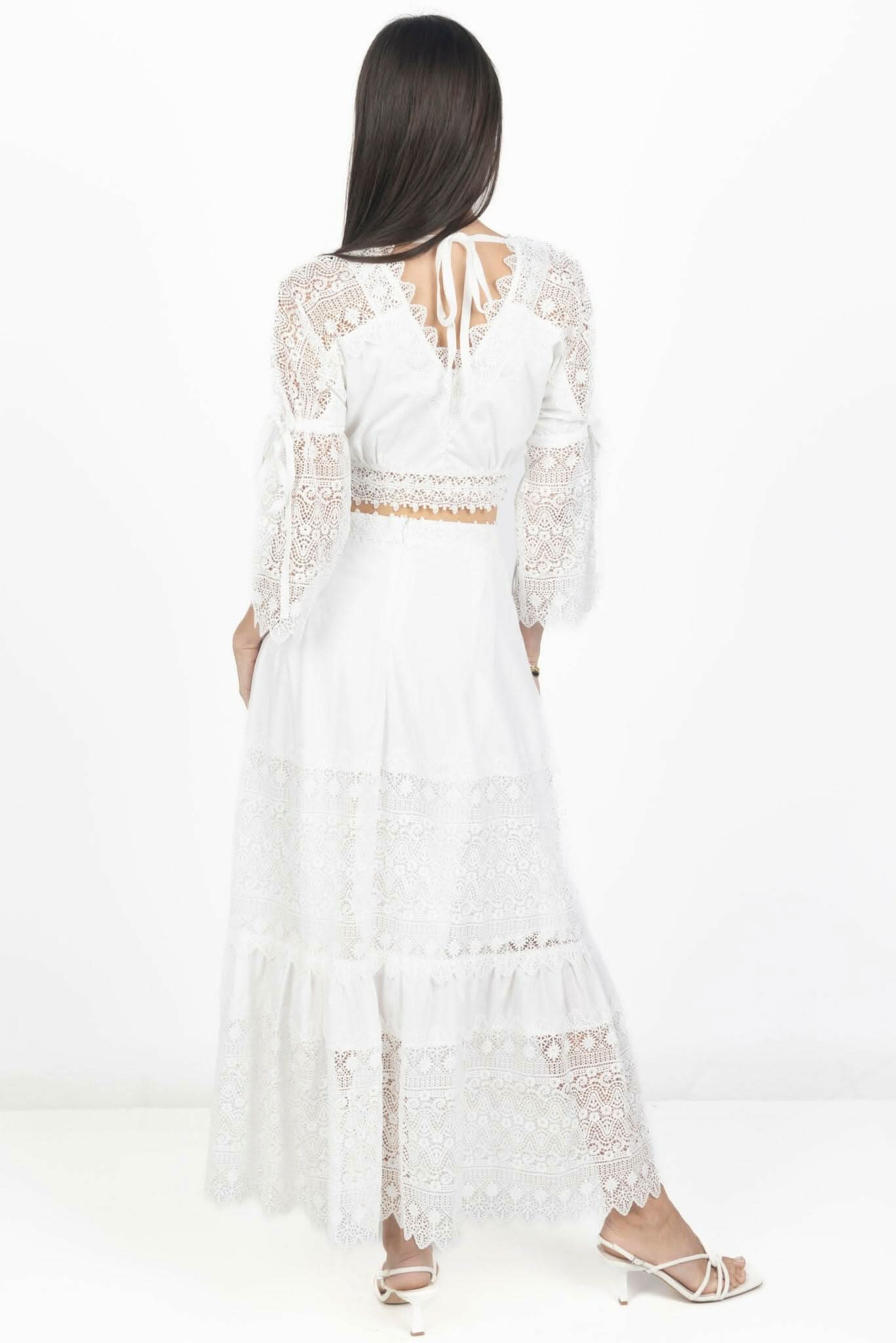 Emily Guipure Lace Top & Maxi Skirt Set
