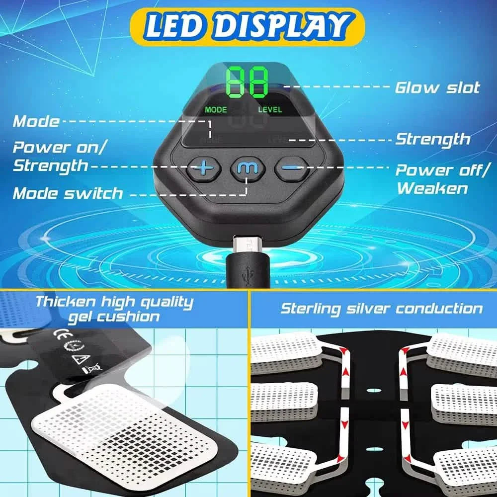 EMS Muscle Stimulator LCD Screen USB Rechargeable Portable Trainer