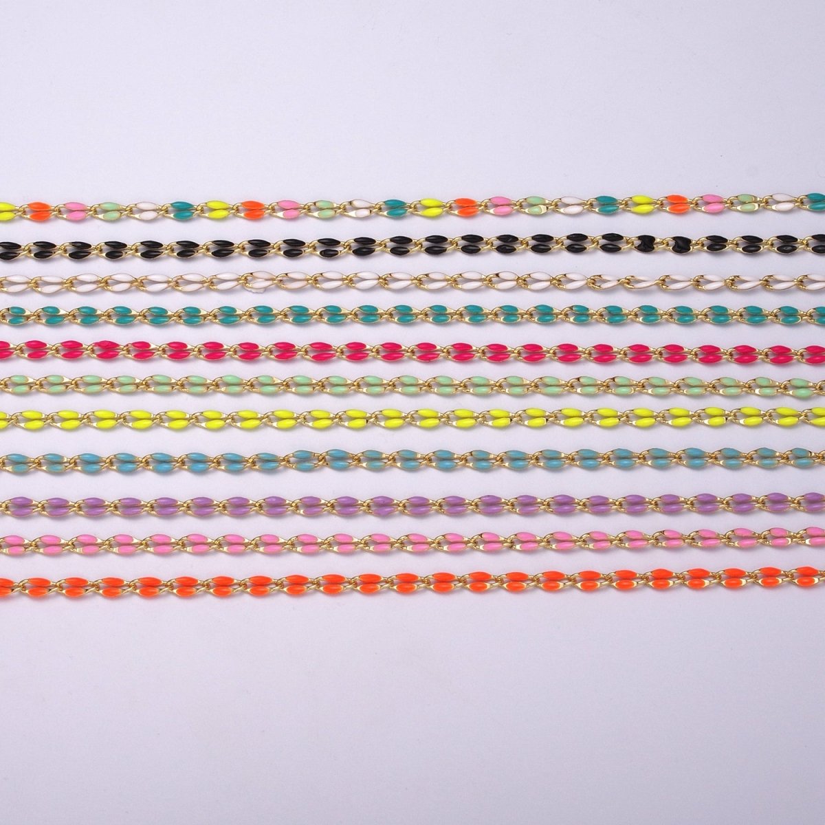 Enamel Gold Filled Colored Chain 2.9mm width Colorful Chain, Chunky Statement Chain Link chain 16, 18 inch + 2 inch extender | WA-337 to WA-358 Clearance Pricing