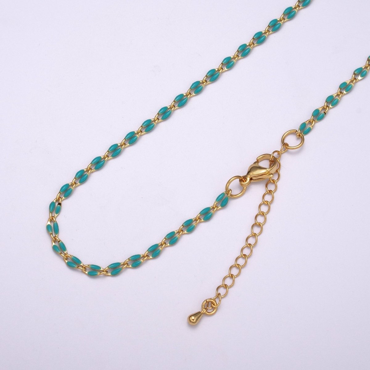 Enamel Gold Filled Colored Chain 2.9mm width Colorful Chain, Chunky Statement Chain Link chain 16, 18 inch + 2 inch extender | WA-337 to WA-358 Clearance Pricing
