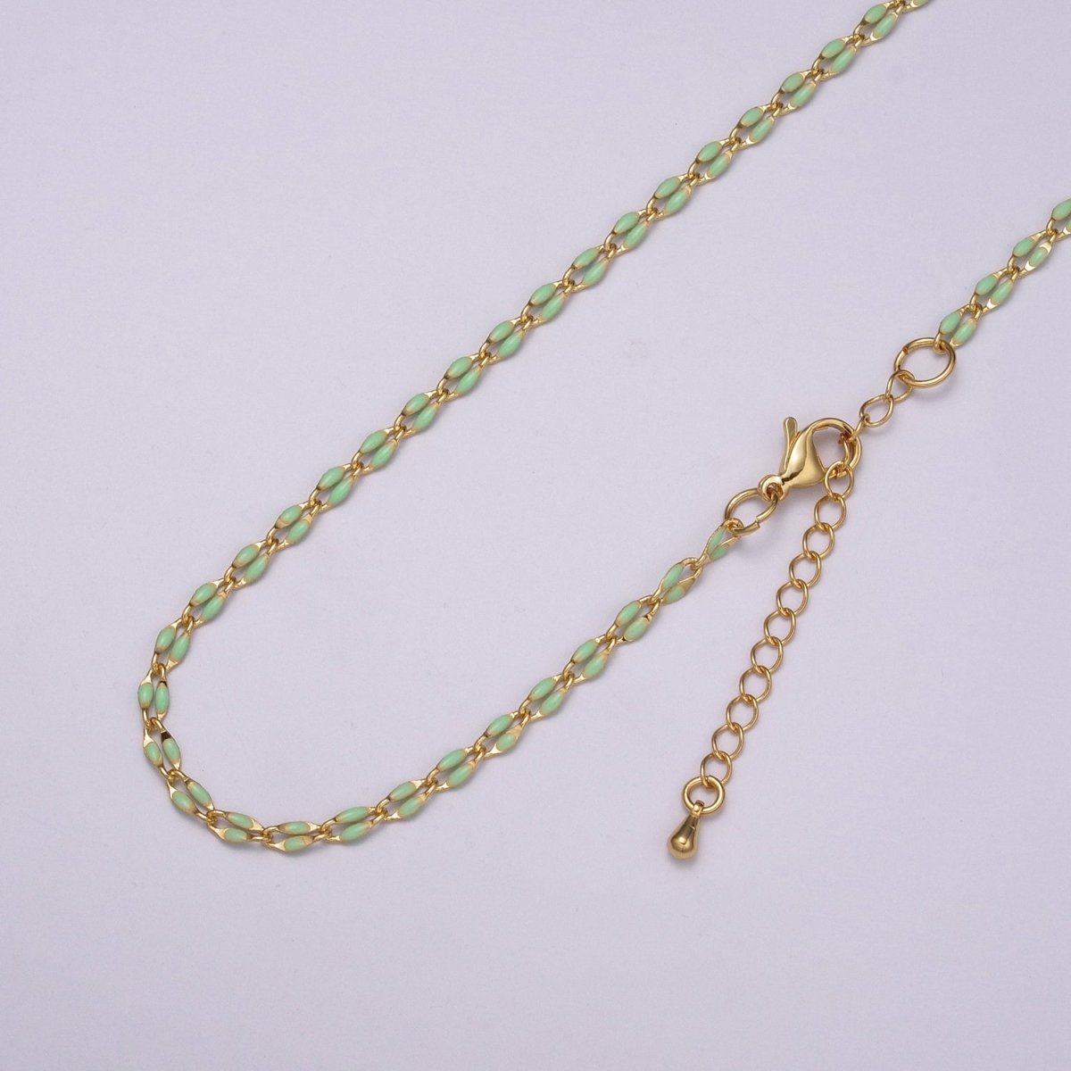 Enamel Gold Filled Colored Chain 2.9mm width Colorful Chain, Chunky Statement Chain Link chain 16, 18 inch + 2 inch extender | WA-337 to WA-358 Clearance Pricing