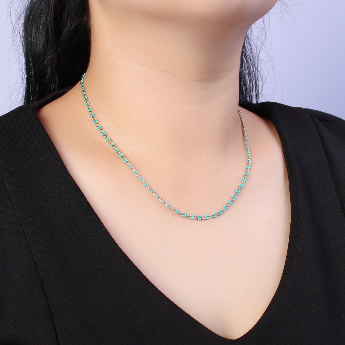 Enamel Gold Filled Colored Chain 2.9mm width Colorful Chain, Chunky Statement Chain Link chain 16, 18 inch + 2 inch extender | WA-337 to WA-358 Clearance Pricing