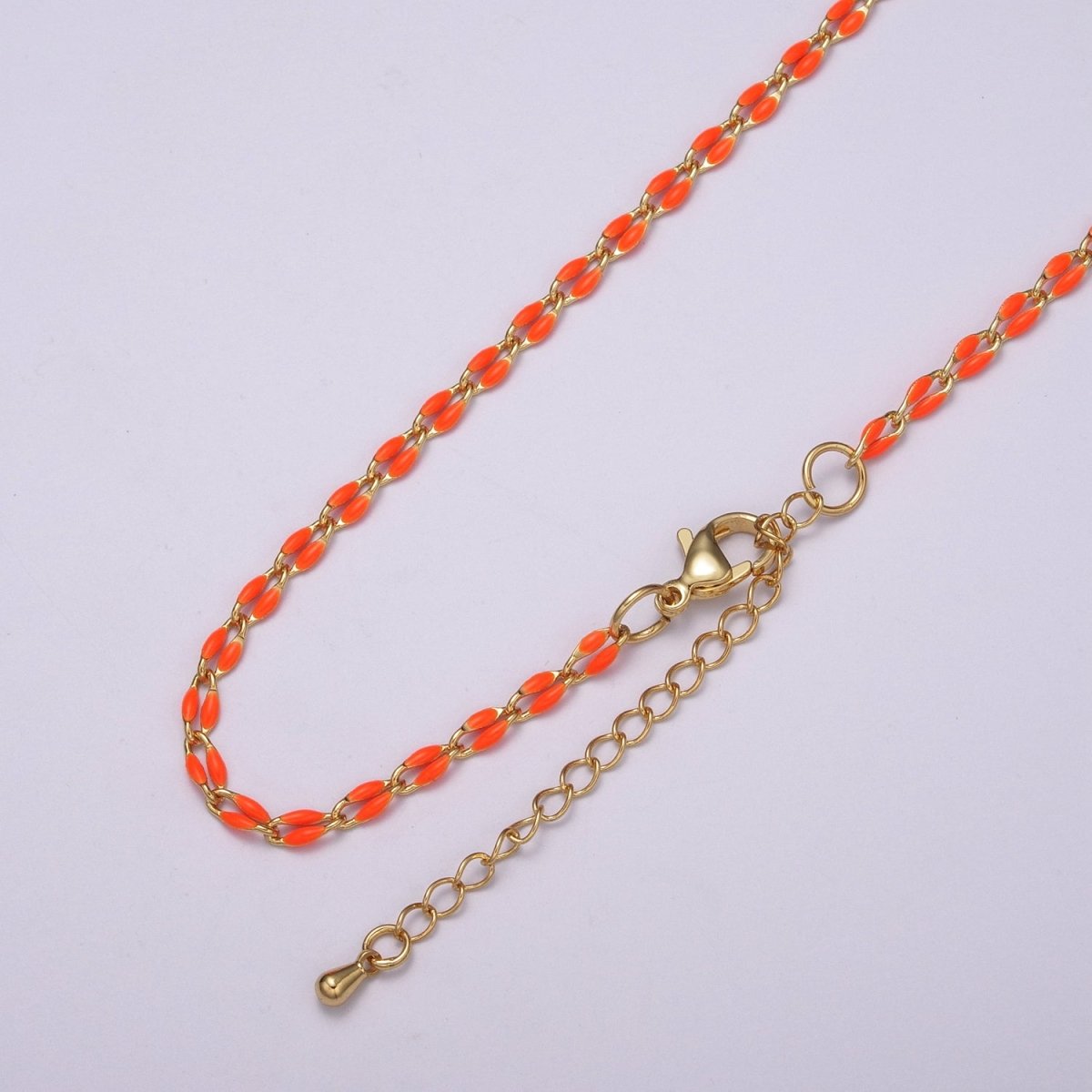 Enamel Gold Filled Colored Chain 2.9mm width Colorful Chain, Chunky Statement Chain Link chain 16, 18 inch + 2 inch extender | WA-337 to WA-358 Clearance Pricing
