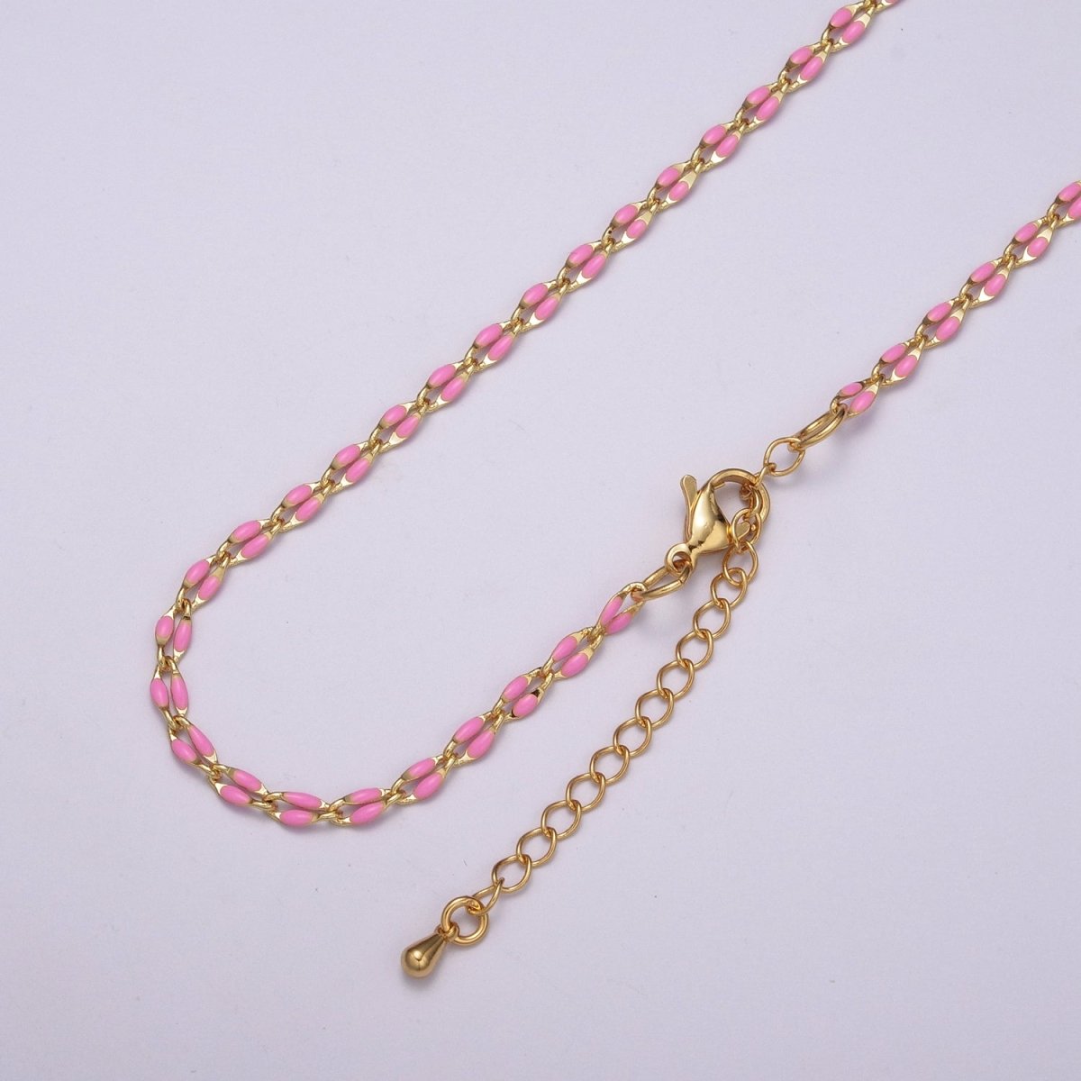 Enamel Gold Filled Colored Chain 2.9mm width Colorful Chain, Chunky Statement Chain Link chain 16, 18 inch + 2 inch extender | WA-337 to WA-358 Clearance Pricing