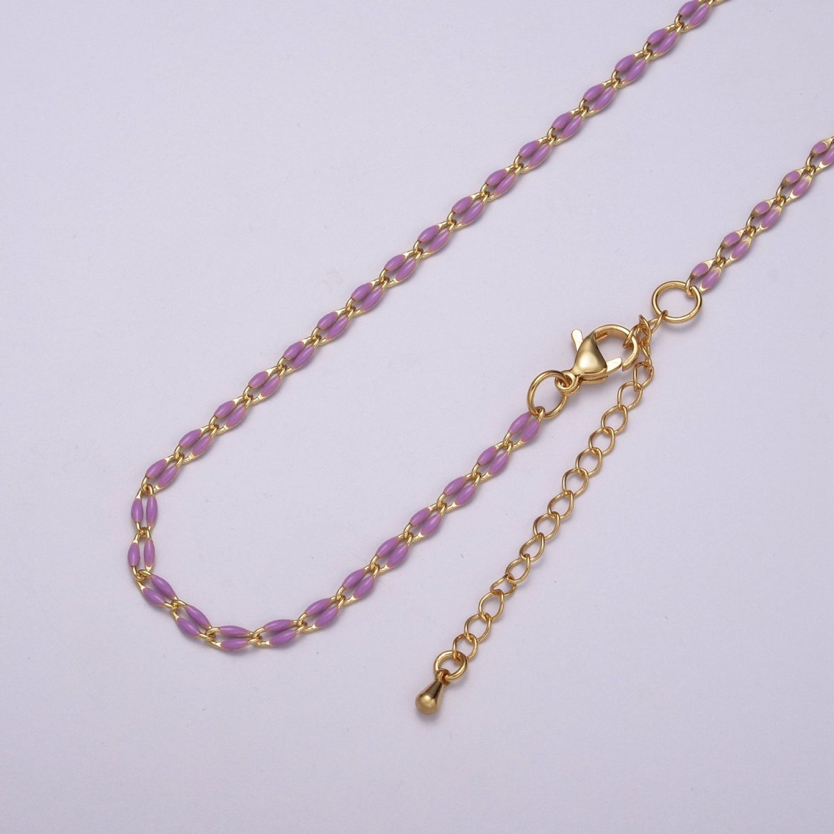 Enamel Gold Filled Colored Chain 2.9mm width Colorful Chain, Chunky Statement Chain Link chain 16, 18 inch + 2 inch extender | WA-337 to WA-358 Clearance Pricing