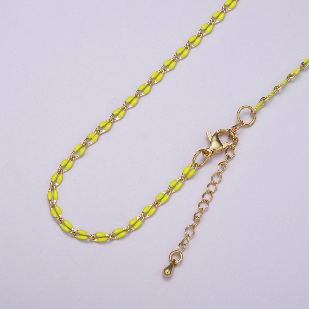 Enamel Gold Filled Colored Chain 2.9mm width Colorful Chain, Chunky Statement Chain Link chain 16, 18 inch + 2 inch extender | WA-337 to WA-358 Clearance Pricing
