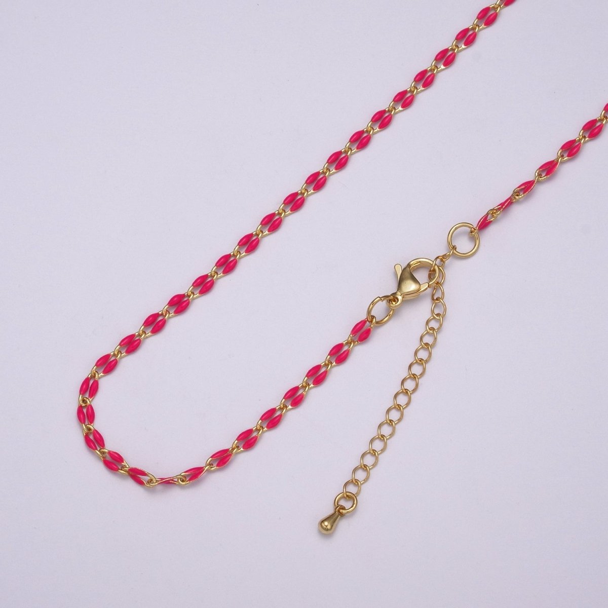 Enamel Gold Filled Colored Chain 2.9mm width Colorful Chain, Chunky Statement Chain Link chain 16, 18 inch + 2 inch extender | WA-337 to WA-358 Clearance Pricing