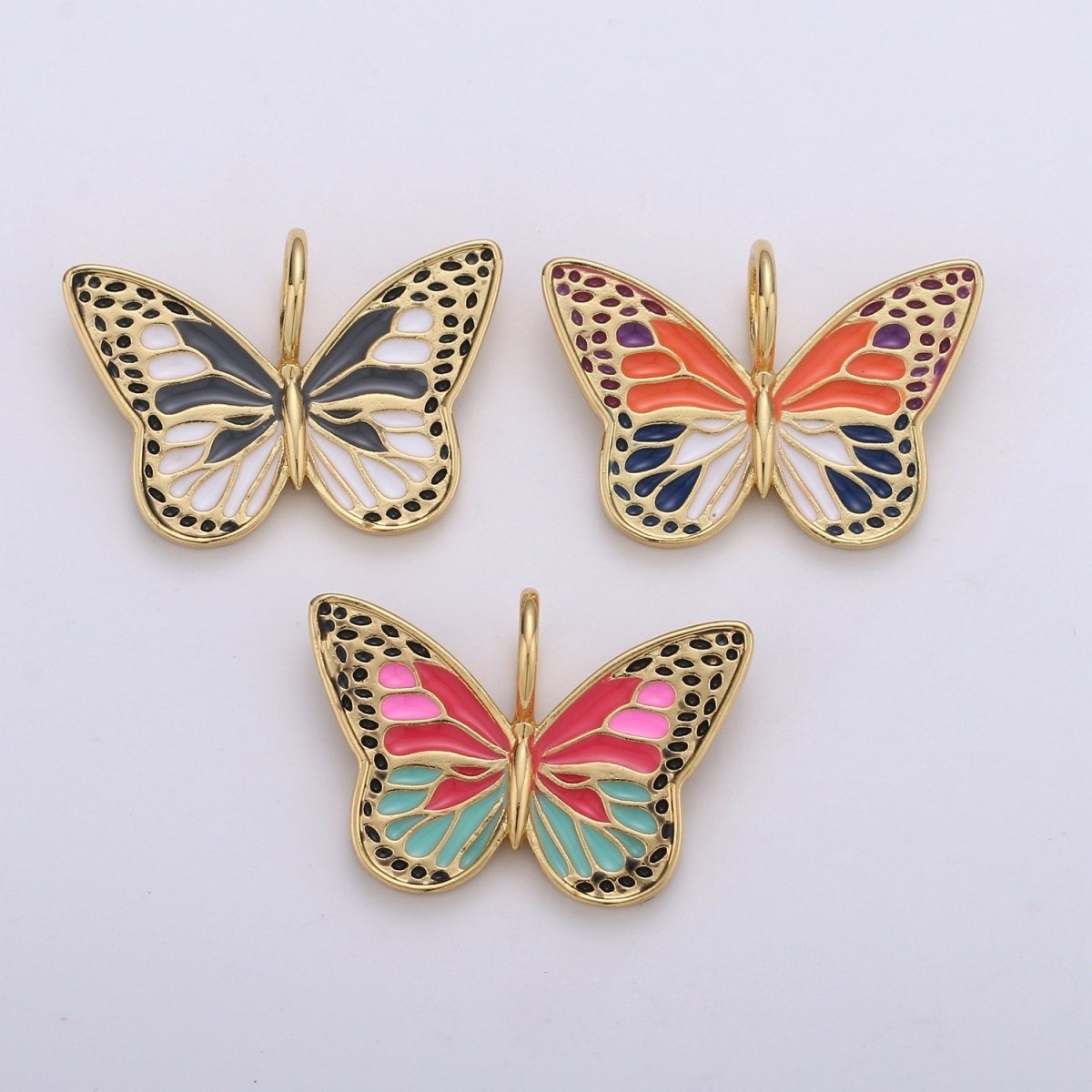 Enamel Monarch Butterfly Gold Filled Butterfly Pendant Dream Animal Lover Necklace Pendant Charm Designer Colorful Jewelry Making, D-630 D-631, D-632