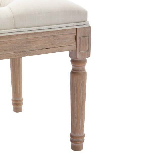 Banc rembourré de bout de lit, banc d'entrée, banc français avec pieds en hévéa