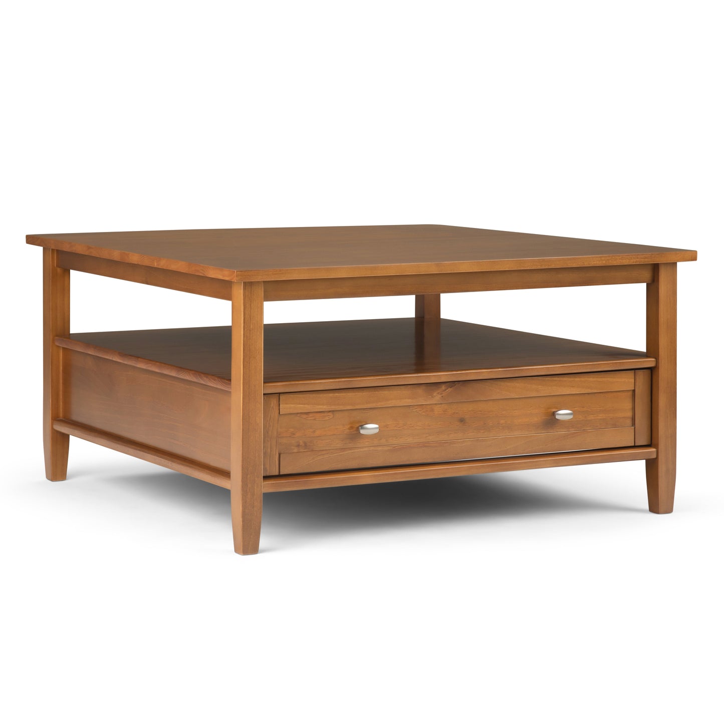 Warm Shaker 36 Inch Wide Solid Wood Square Coffee Table in Light Golden