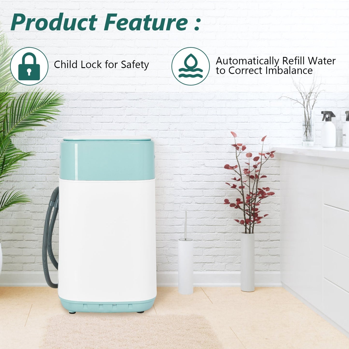 8lbs Portable Fully Automatic Washing Machine with Drain Pump