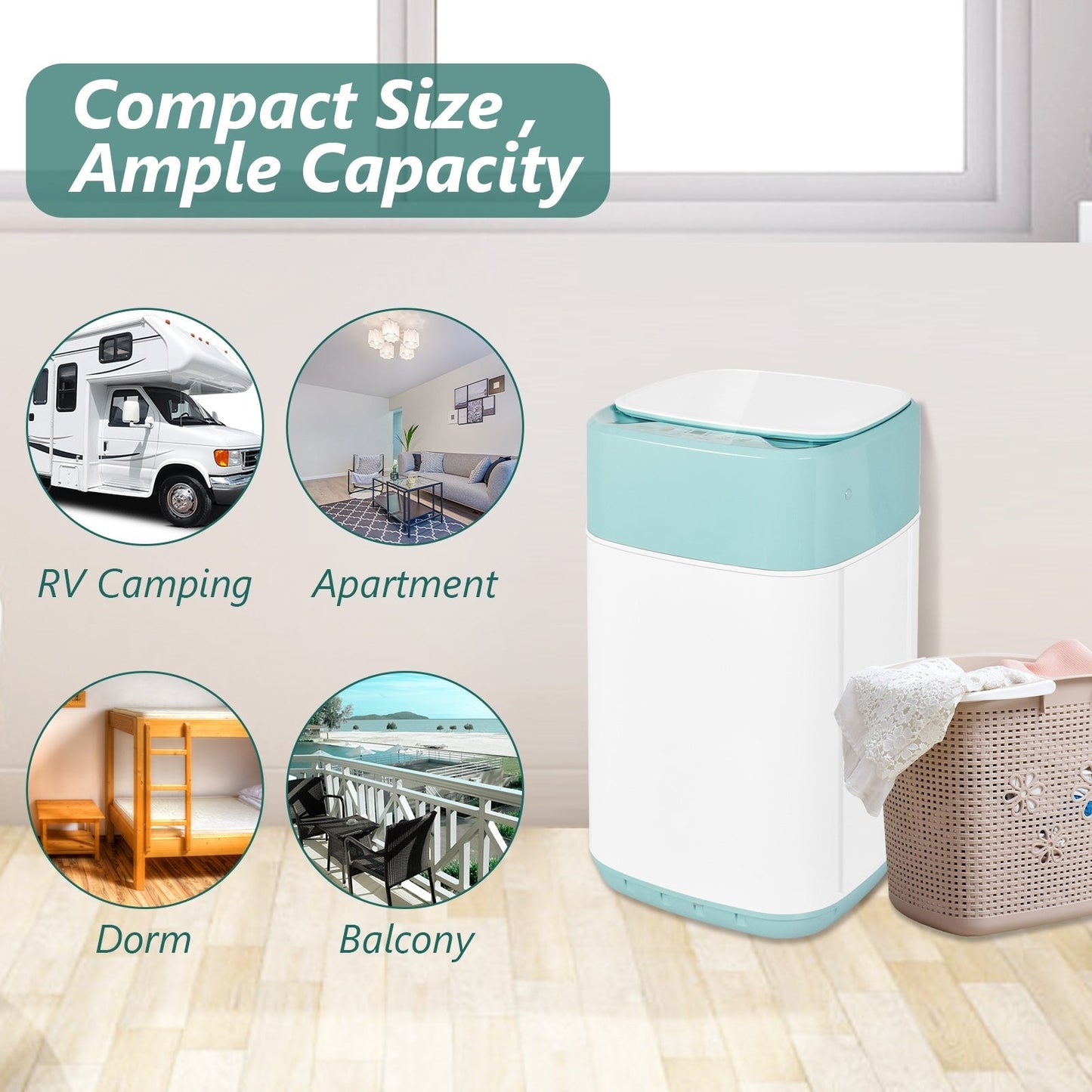 8lbs Portable Fully Automatic Washing Machine with Drain Pump