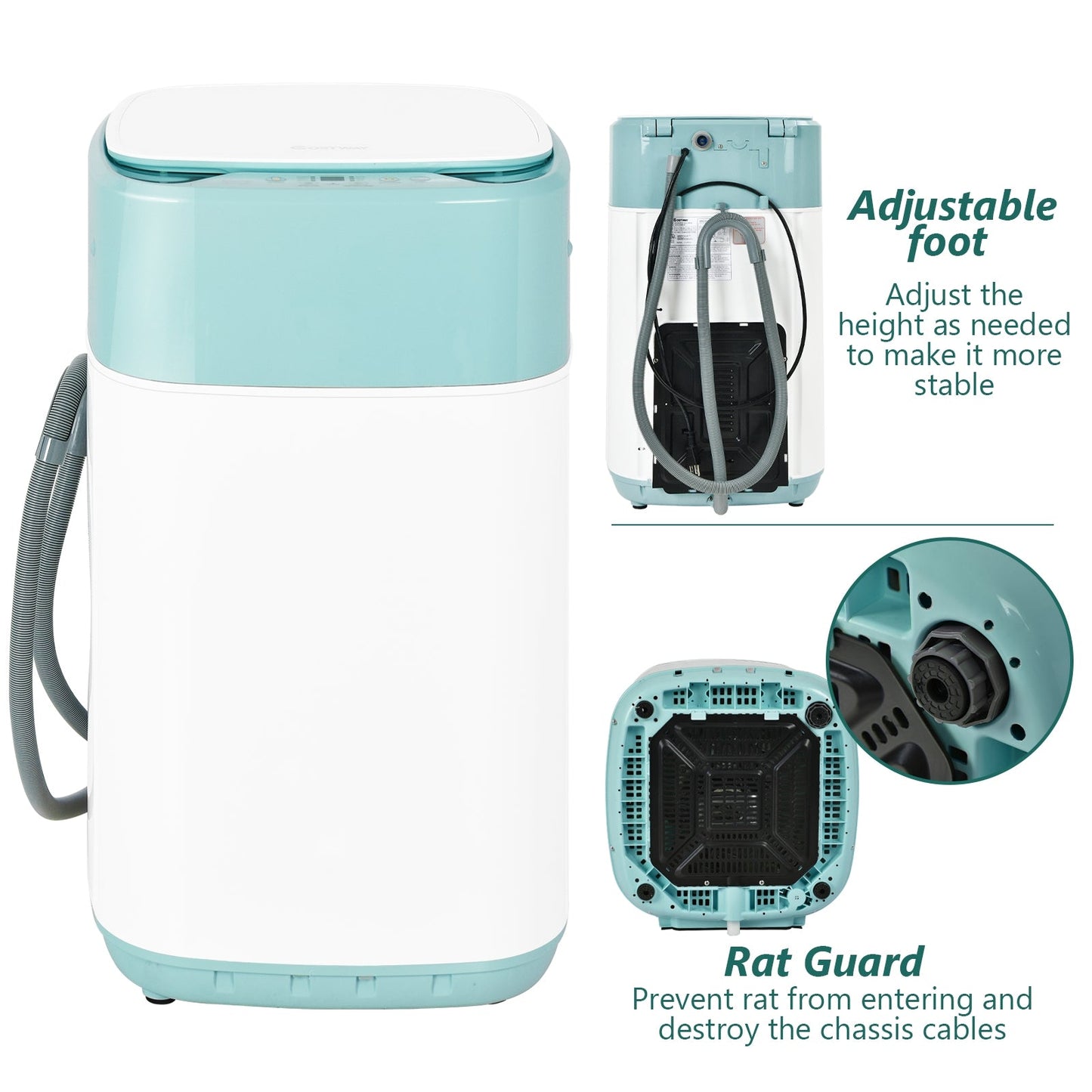 8lbs Portable Fully Automatic Washing Machine with Drain Pump