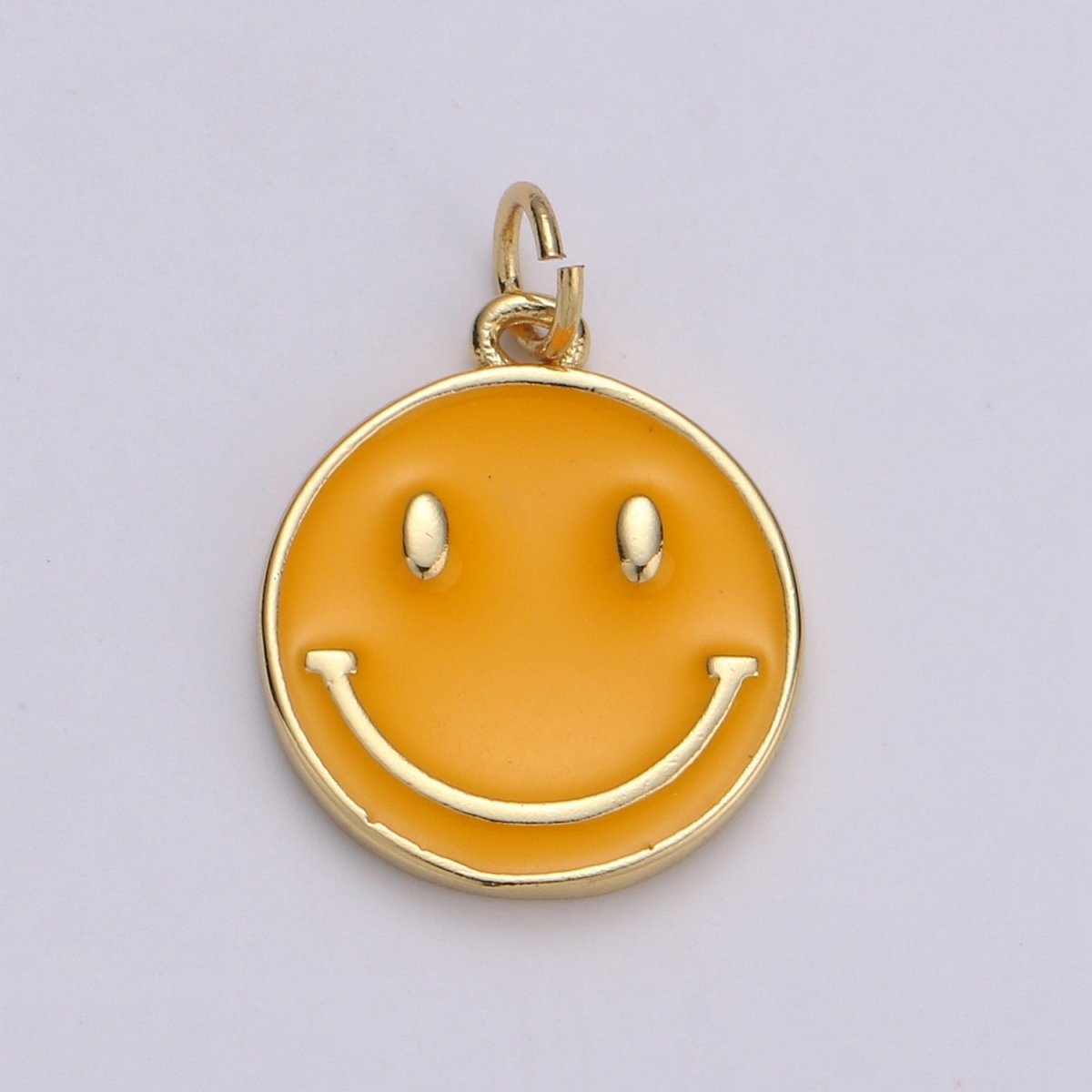 Epoxy Happy Face in Gold Round Charm, Enamel Happy Face Charm, Smiley Gold Enamel Charms, Dainty Smile charm, Teal, Red, White, Yellow,  Cute Gold Smiley Face Gold Filled Charm - D-136 TO D-145