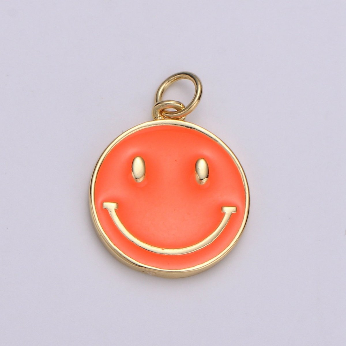 Epoxy Happy Face in Gold Round Charm, Enamel Happy Face Charm, Smiley Gold Enamel Charms, Dainty Smile charm, Teal, Red, White, Yellow,  Cute Gold Smiley Face Gold Filled Charm - D-136 TO D-145