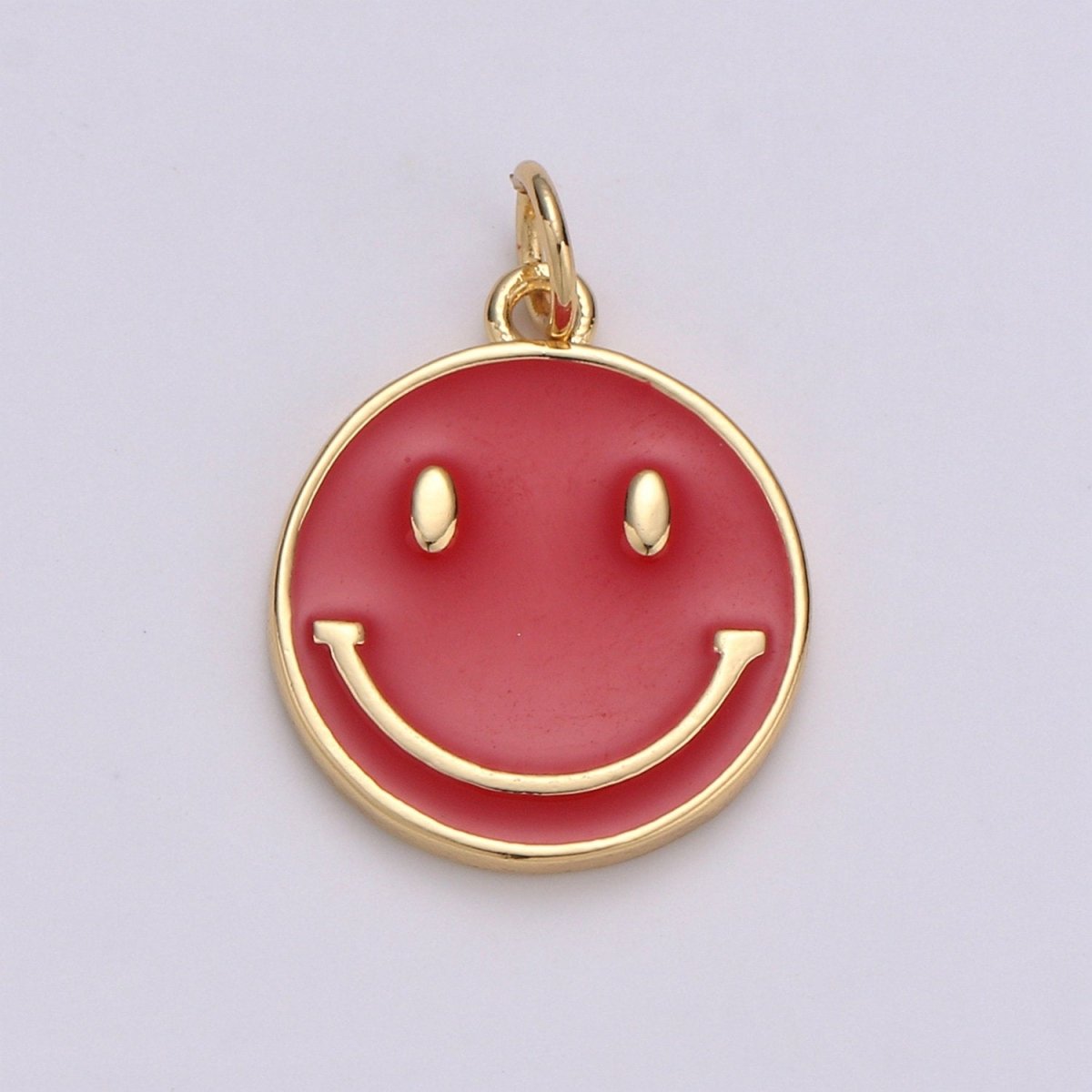 Epoxy Happy Face in Gold Round Charm, Enamel Happy Face Charm, Smiley Gold Enamel Charms, Dainty Smile charm, Teal, Red, White, Yellow,  Cute Gold Smiley Face Gold Filled Charm - D-136 TO D-145