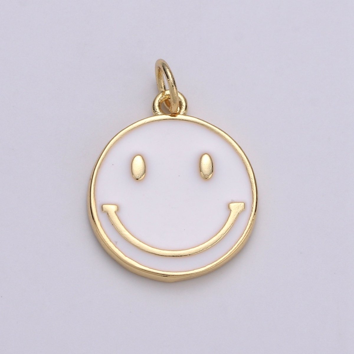 Epoxy Happy Face in Gold Round Charm, Enamel Happy Face Charm, Smiley Gold Enamel Charms, Dainty Smile charm, Teal, Red, White, Yellow,  Cute Gold Smiley Face Gold Filled Charm - D-136 TO D-145