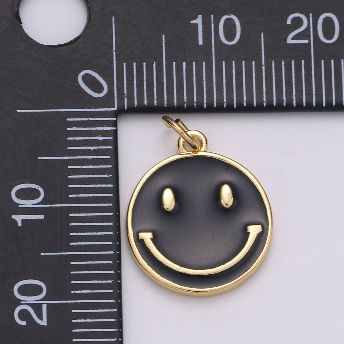 Epoxy Happy Face in Gold Round Charm, Enamel Happy Face Charm, Smiley Gold Enamel Charms, Dainty Smile charm, Teal, Red, White, Yellow,  Cute Gold Smiley Face Gold Filled Charm - D-136 TO D-145