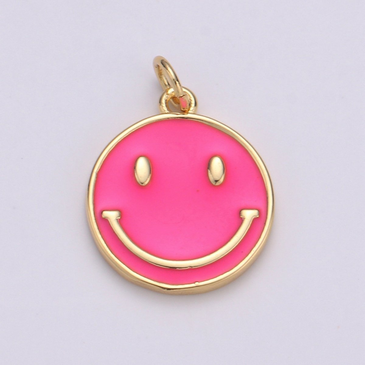 Epoxy Happy Face in Gold Round Charm, Enamel Happy Face Charm, Smiley Gold Enamel Charms, Dainty Smile charm, Teal, Red, White, Yellow,  Cute Gold Smiley Face Gold Filled Charm - D-136 TO D-145