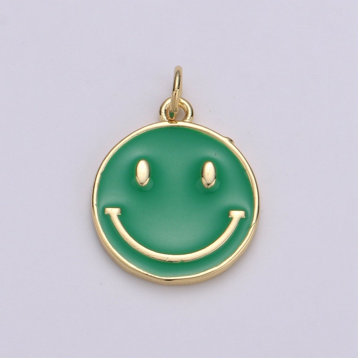 Epoxy Happy Face in Gold Round Charm, Enamel Happy Face Charm, Smiley Gold Enamel Charms, Dainty Smile charm, Teal, Red, White, Yellow,  Cute Gold Smiley Face Gold Filled Charm - D-136 TO D-145