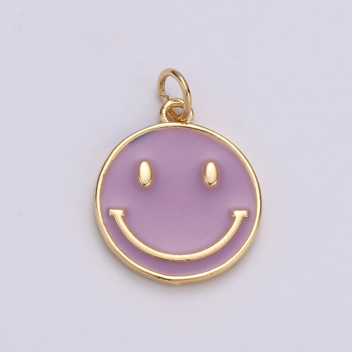 Epoxy Happy Face in Gold Round Charm, Enamel Happy Face Charm, Smiley Gold Enamel Charms, Dainty Smile charm, Teal, Red, White, Yellow,  Cute Gold Smiley Face Gold Filled Charm - D-136 TO D-145