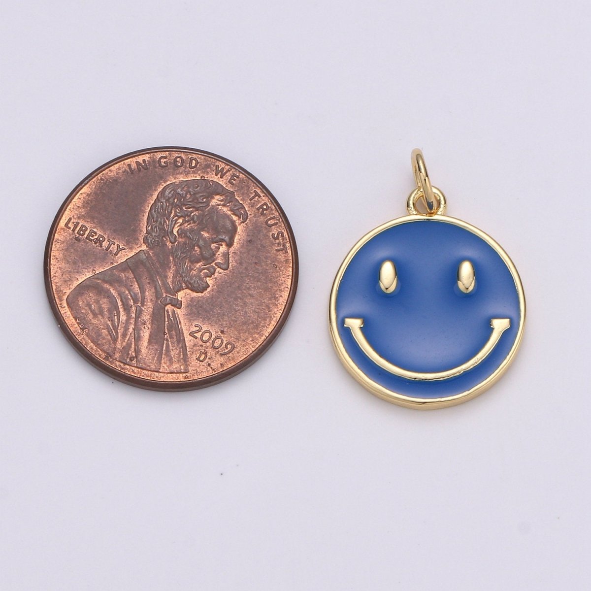 Epoxy Happy Face in Gold Round Charm, Enamel Happy Face Charm, Smiley Gold Enamel Charms, Dainty Smile charm, Teal, Red, White, Yellow,  Cute Gold Smiley Face Gold Filled Charm - D-136 TO D-145