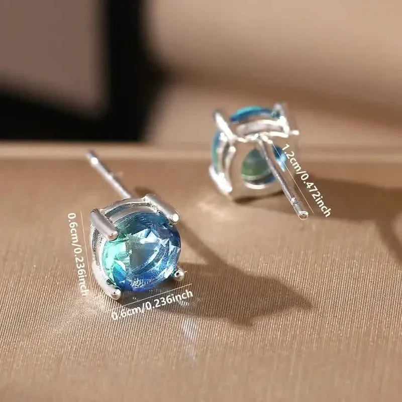 Boucles d'oreilles en cuivre de style européen et américain avec zircon bleu