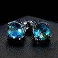 Boucles d'oreilles en cuivre de style européen et américain avec zircon bleu
