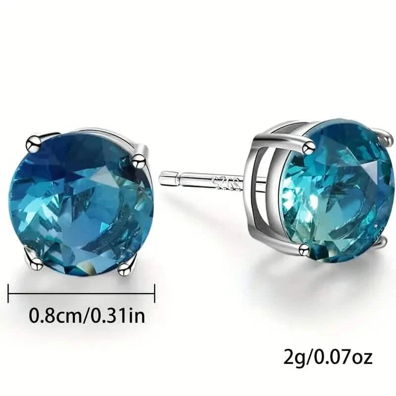 Boucles d'oreilles en cuivre de style européen et américain avec zircon bleu