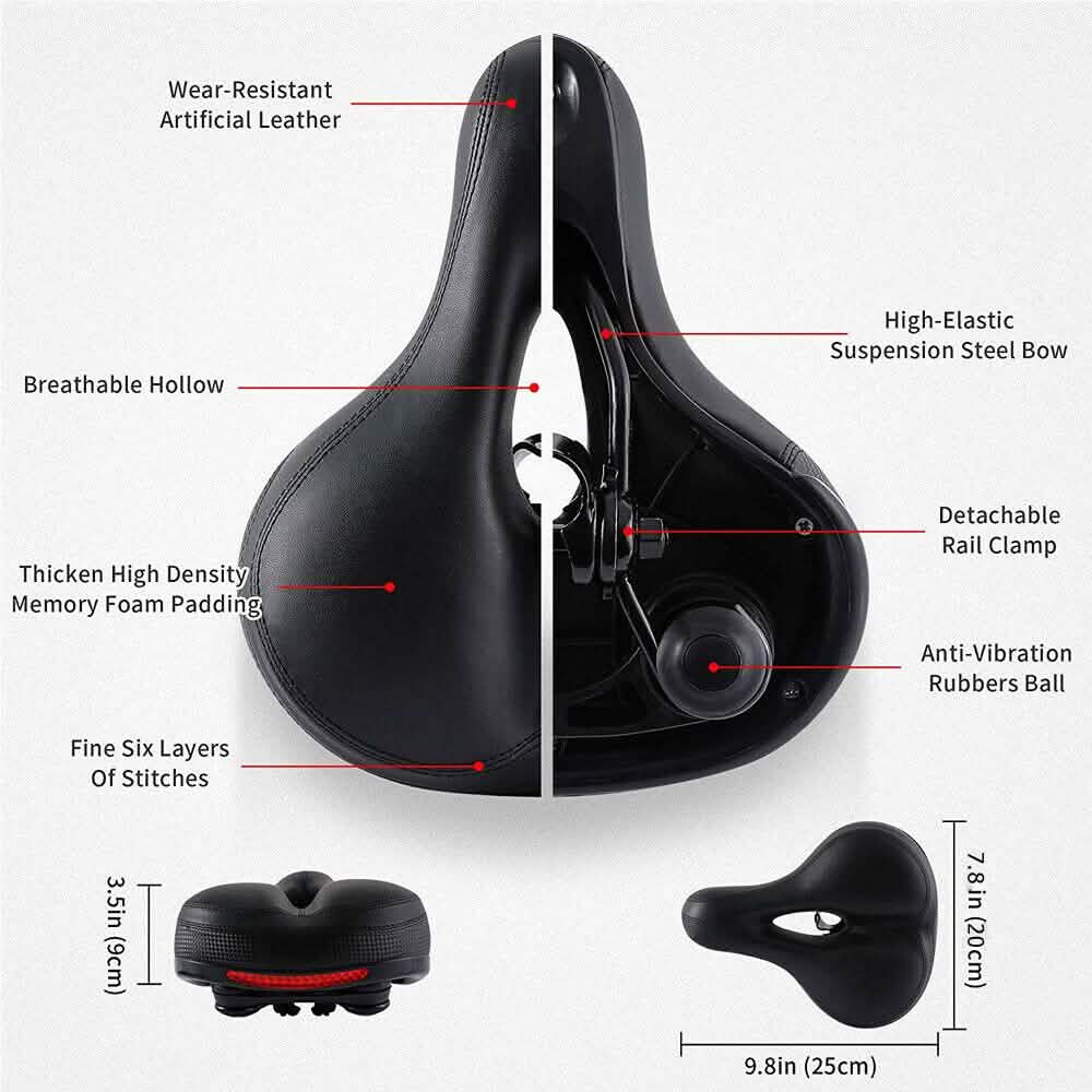 超幅広ビッグバム自転車シート ソフト＆快適パッド入りMTBロードバイシクルジェルサドルクッション
