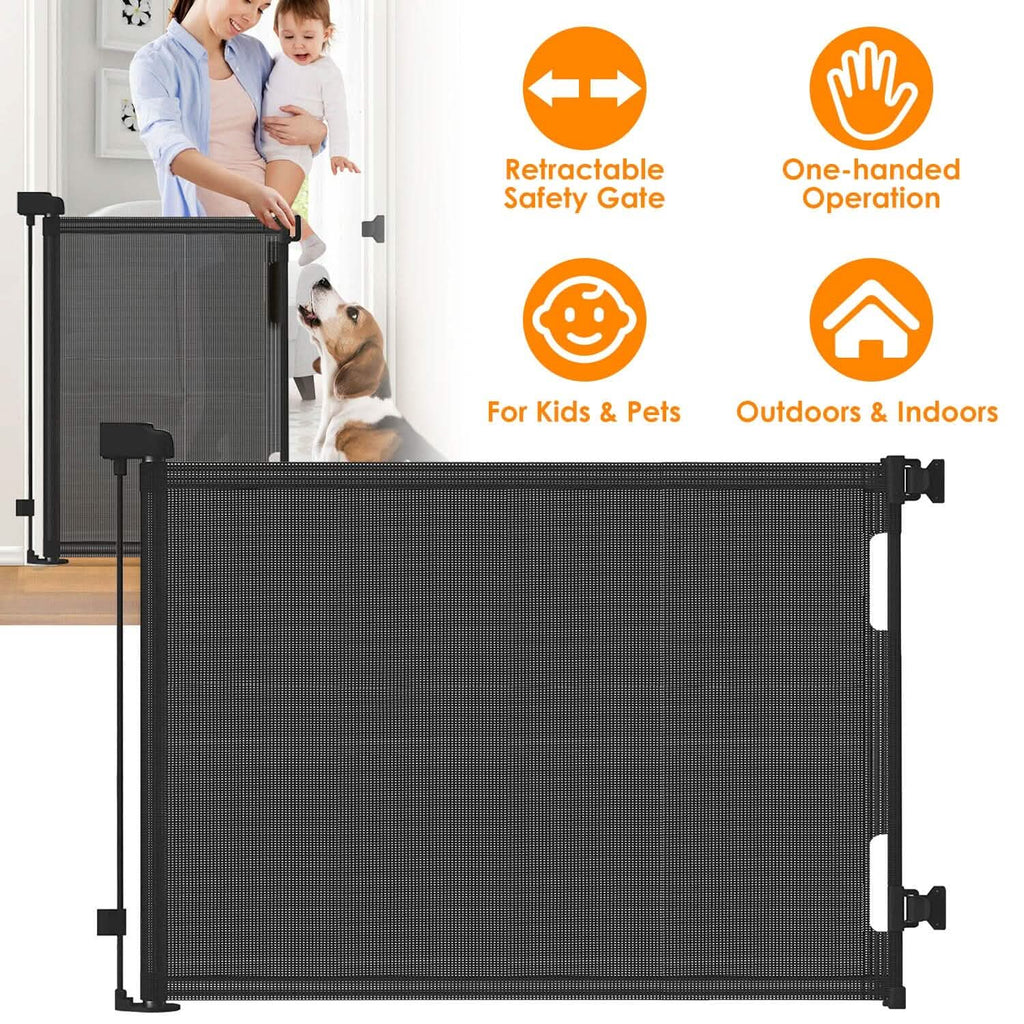 Extra Wide Child Safety Gate Retractable Door