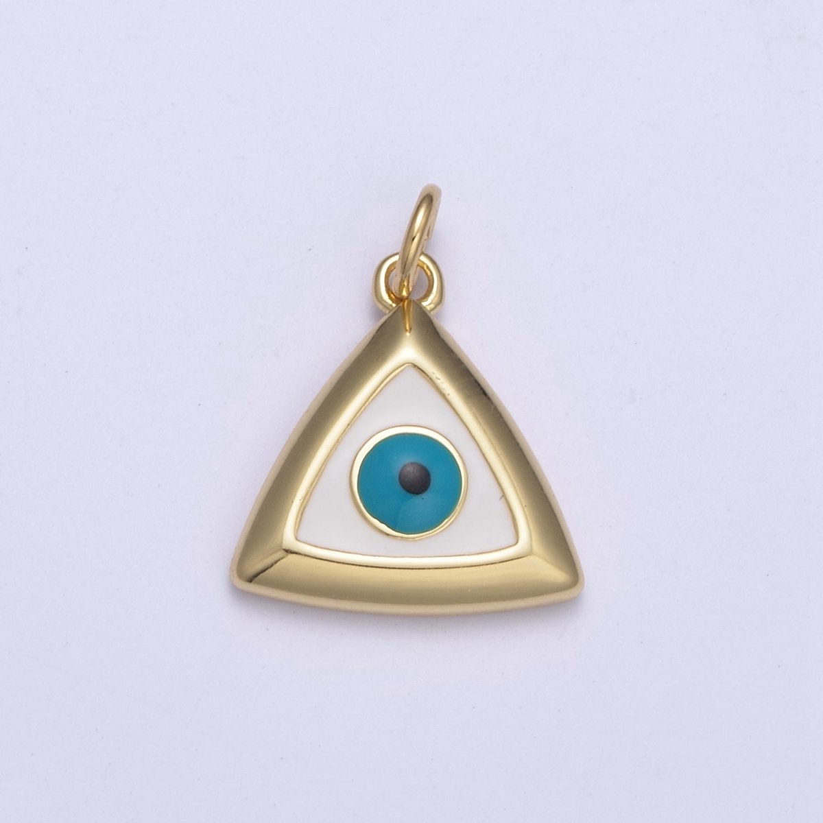 14K Gold Filled Evil Eye Triangle Enamel Charm | C639